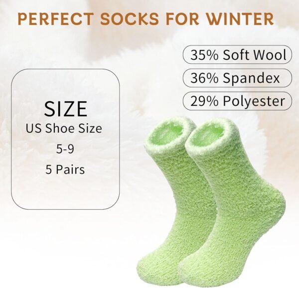 Mason Life Fuzzy Slipper Socks, 5 Pairs Fuzzy Socks Cozy Socks for Women, Non Slip Socks Fluffy Socks Winter Warm Soft Sleeping Socks for Women Adult Christmas Gifts - Image 3