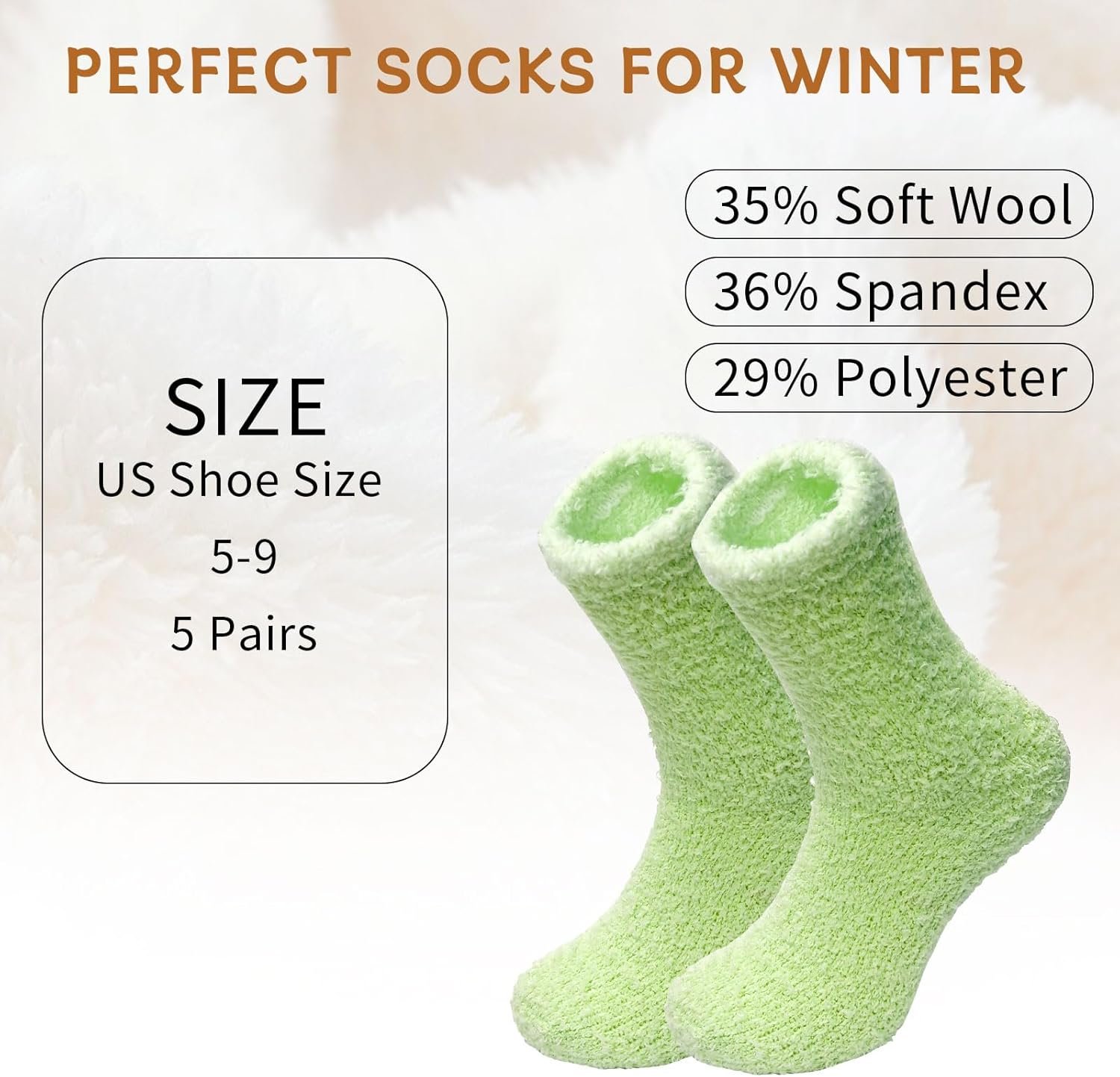 Mason Life Fuzzy Slipper Socks, 5 Pairs Fuzzy Socks Cozy Socks for Women, Non Slip Socks Fluffy Socks Winter Warm Soft Sleeping Socks for Women Adult Christmas Gifts - Image 3