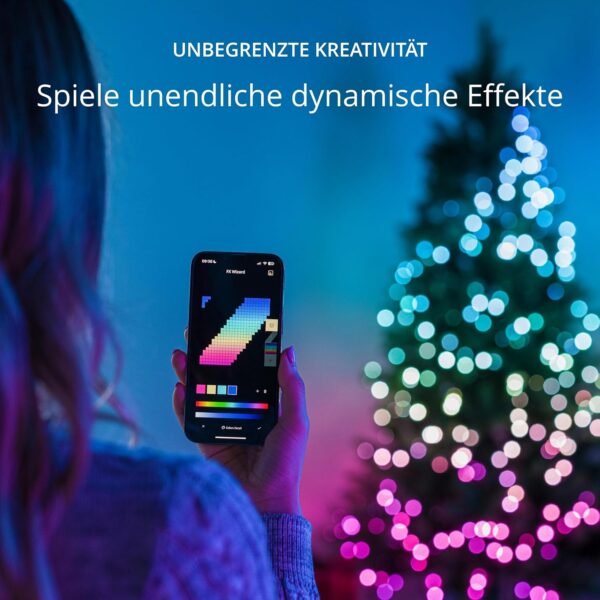 Twinkly Strings 250 LED RGB, Including White, LED Light String for in-and Outdoor, Christmas Lights, Smart LED Lights, Mappable LEDs, Compatible with Alexa, Google Home, IP44, Green Wire, 65ft - Image 5
