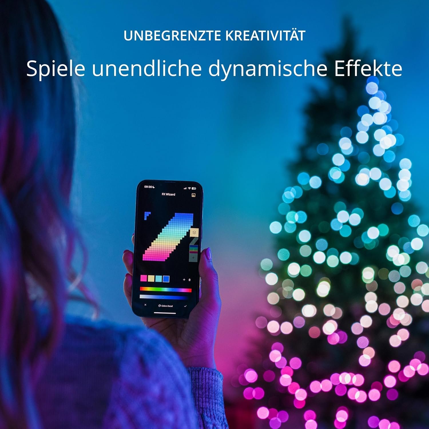 Twinkly Strings 250 LED RGB, Including White, LED Light String for in-and Outdoor, Christmas Lights, Smart LED Lights, Mappable LEDs, Compatible with Alexa, Google Home, IP44, Green Wire, 65ft - Image 5