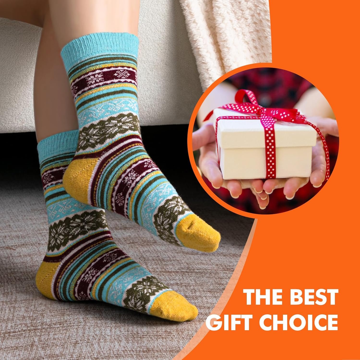 Trifabricy Wool Socks - Vintage Winter Warm Wool Socks for Women, Soft Cozy Socks, Thick Knit Boots Socks Gifts for Women Men - Image 6