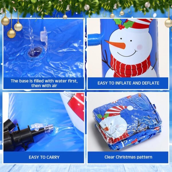 2 Pack Christmas Inflatable Limbo Party Game 59 in Santa Xmas Tree Indoor Outdoor Family Party Favor Easy Setup for Birthday Backyard Picnic Winter Holiday Decor (Snowman) - Image 5