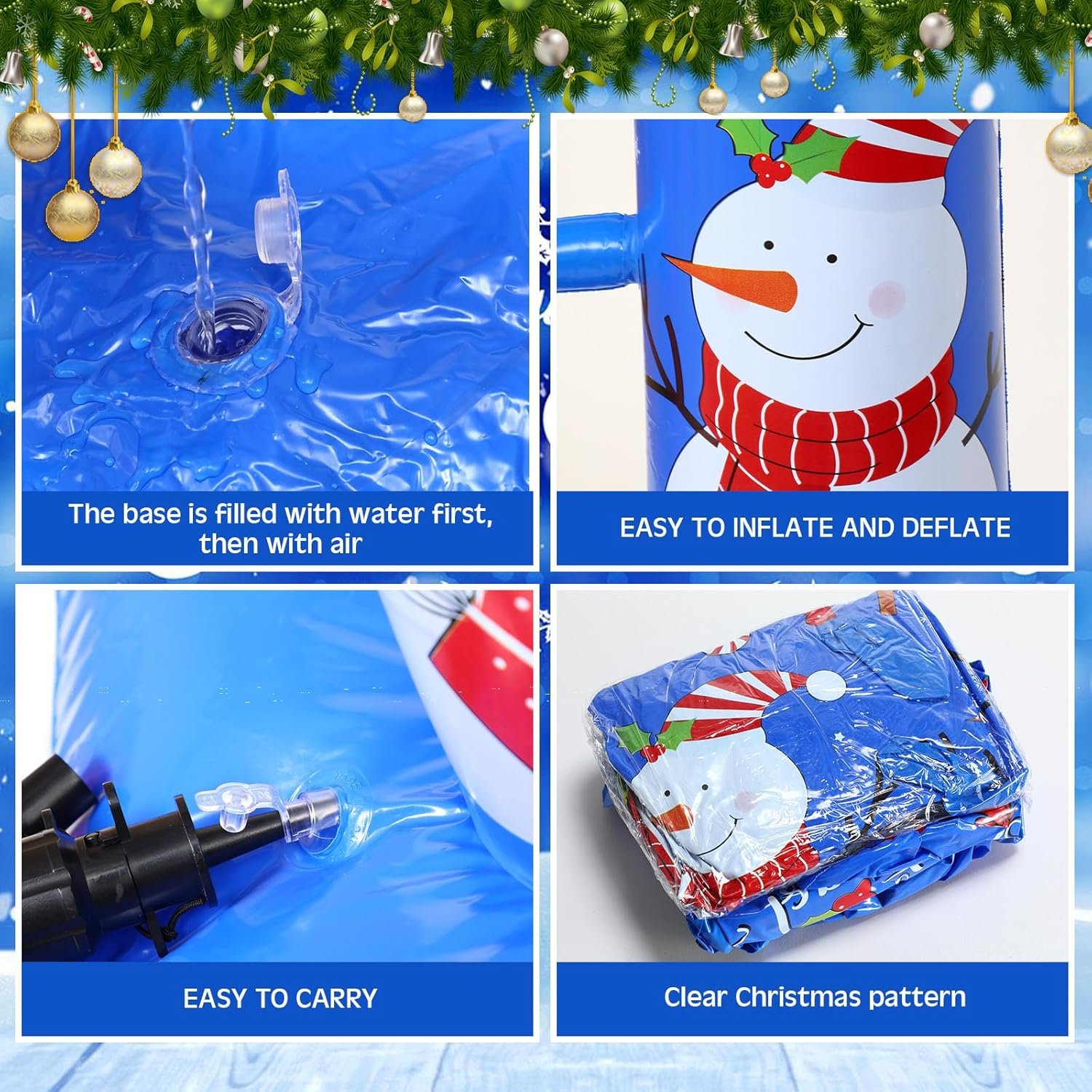 2 Pack Christmas Inflatable Limbo Party Game 59 in Santa Xmas Tree Indoor Outdoor Family Party Favor Easy Setup for Birthday Backyard Picnic Winter Holiday Decor (Snowman) - Image 5