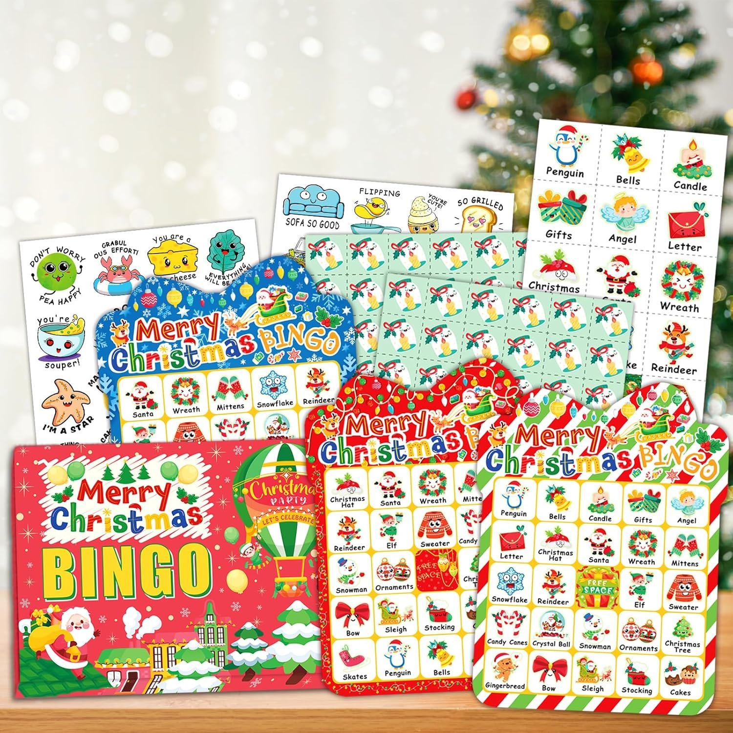 39Pcs Christmas Bingo Cards, 24 Players Cute Christmas Bingo Game for Kids Adults Party Supplies Family Games Activities Xmas Festival - Image 8