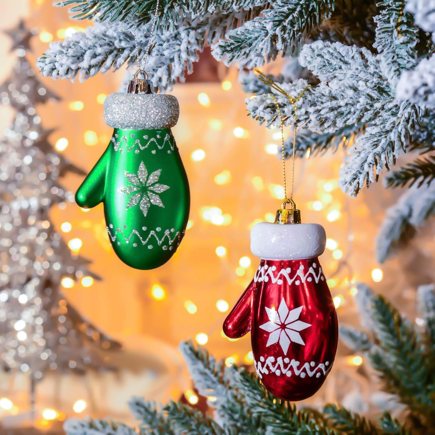 Valery Madelyn 100ct Christmas Ornaments Set, Red Green White Shatterproof Christmas Tree Decorations Variety Ball Ornaments Bulk, Whimsical Hanging Ornaments for Xmas Trees Holiday Party Decor - Image 7