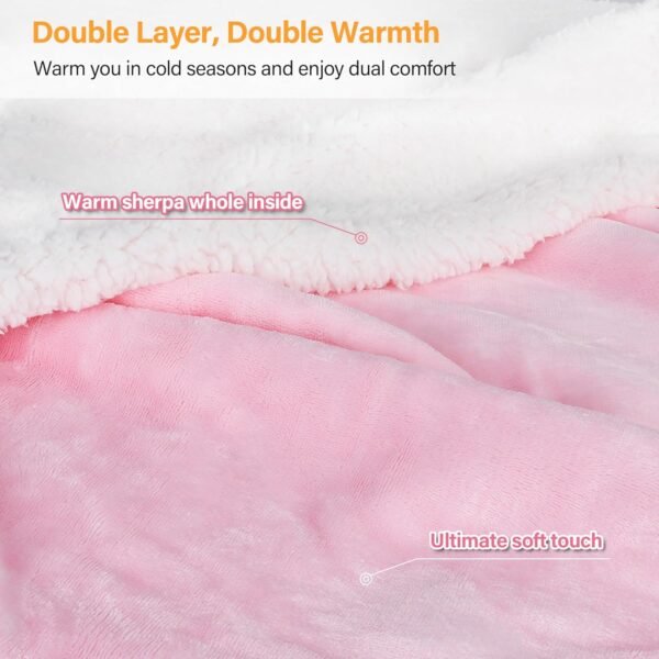 Catalonia Sherpa Wearable Blanket with Sleeves Arms,Super Soft Warm Comfy Large Fleece Plush Sleeved TV Throws Wrap Robe Blanket for Adult Women and Men Pink - Image 7