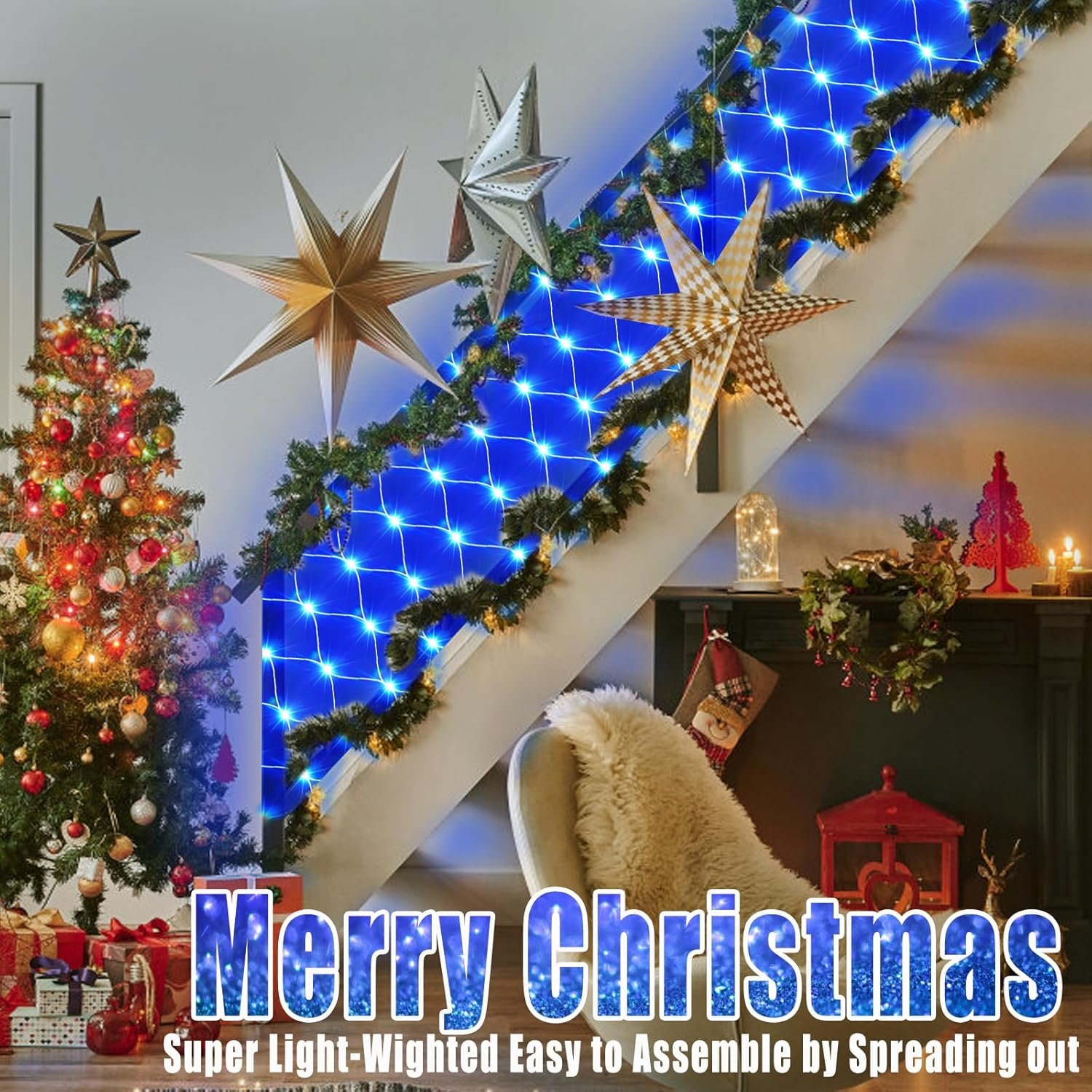 Christmas Net Lights Outdoor Mesh Lights 200 LED Net Mesh String Lights Plug in 9.8ft x 6.6ft Fairy Lights W/8 Modes Waterproof Lights for bushes,shrubs,Indoor,Christmas Tree,Halloween Decorations - Image 4