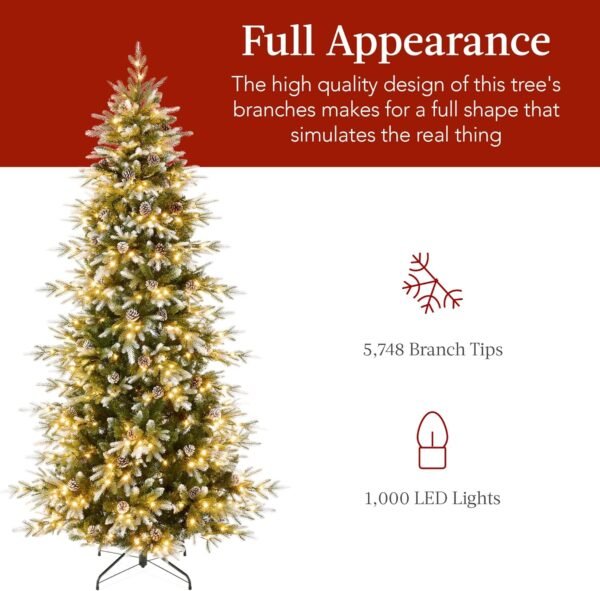 Best Choice Products 12ft Pre-Lit Artificial Frosted Aspen Christmas Tree, Partially Flocked Holiday Décor w/ 2-in-1 White & Multicolor LED Lights - Image 6