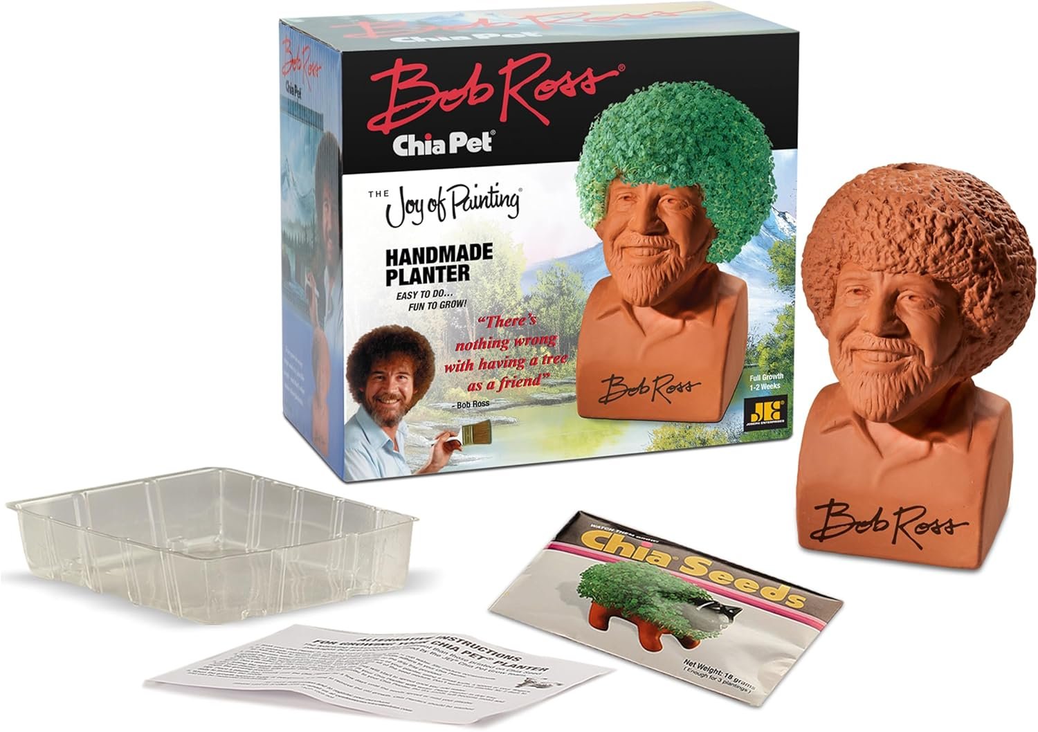 Chia Pet Bob Ross with Seed Pack, Decorative Pottery Planter, Easy to Do and Fun to Grow, Novelty Gift, Perfect for Any Occasion - Image 5
