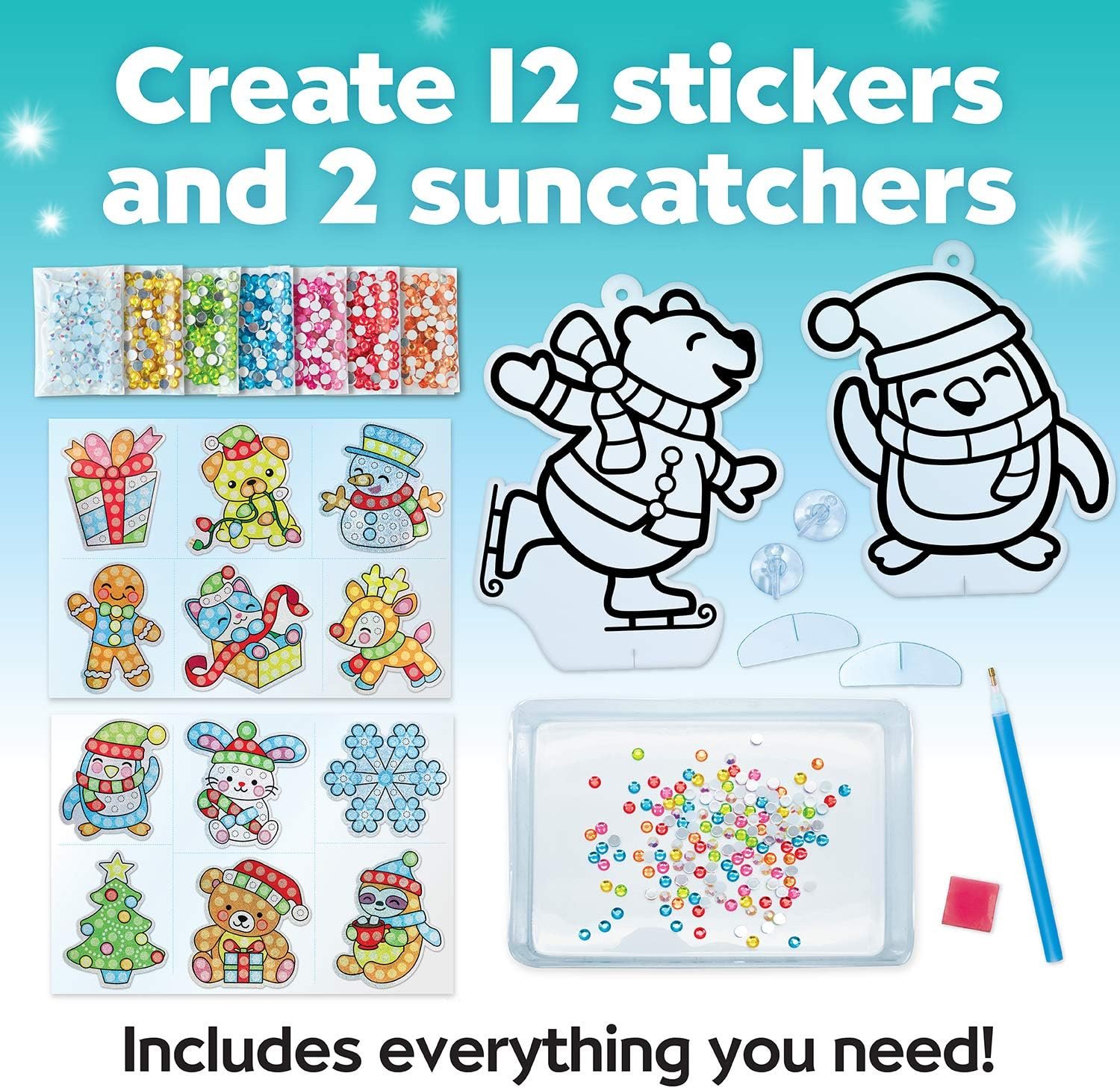 Creativity for Kids Big Gem Diamond Painting Kit: Holiday Stickers and Suncatchers, DIY Christmas Crafts for Kids - Image 3
