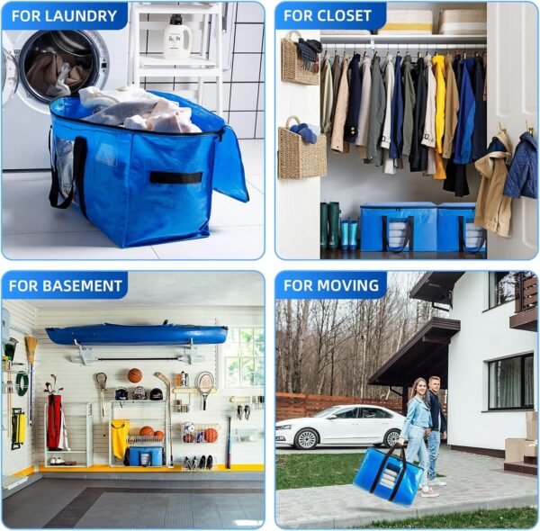 TAILI Extra Large Moving Bags, 4 Pack Heavy Duty Totes For Storage with Visible Window, Wrap Around Handles, Storage Bags for Space Saving Moving Storage, Alternative to Moving Boxes - Image 8