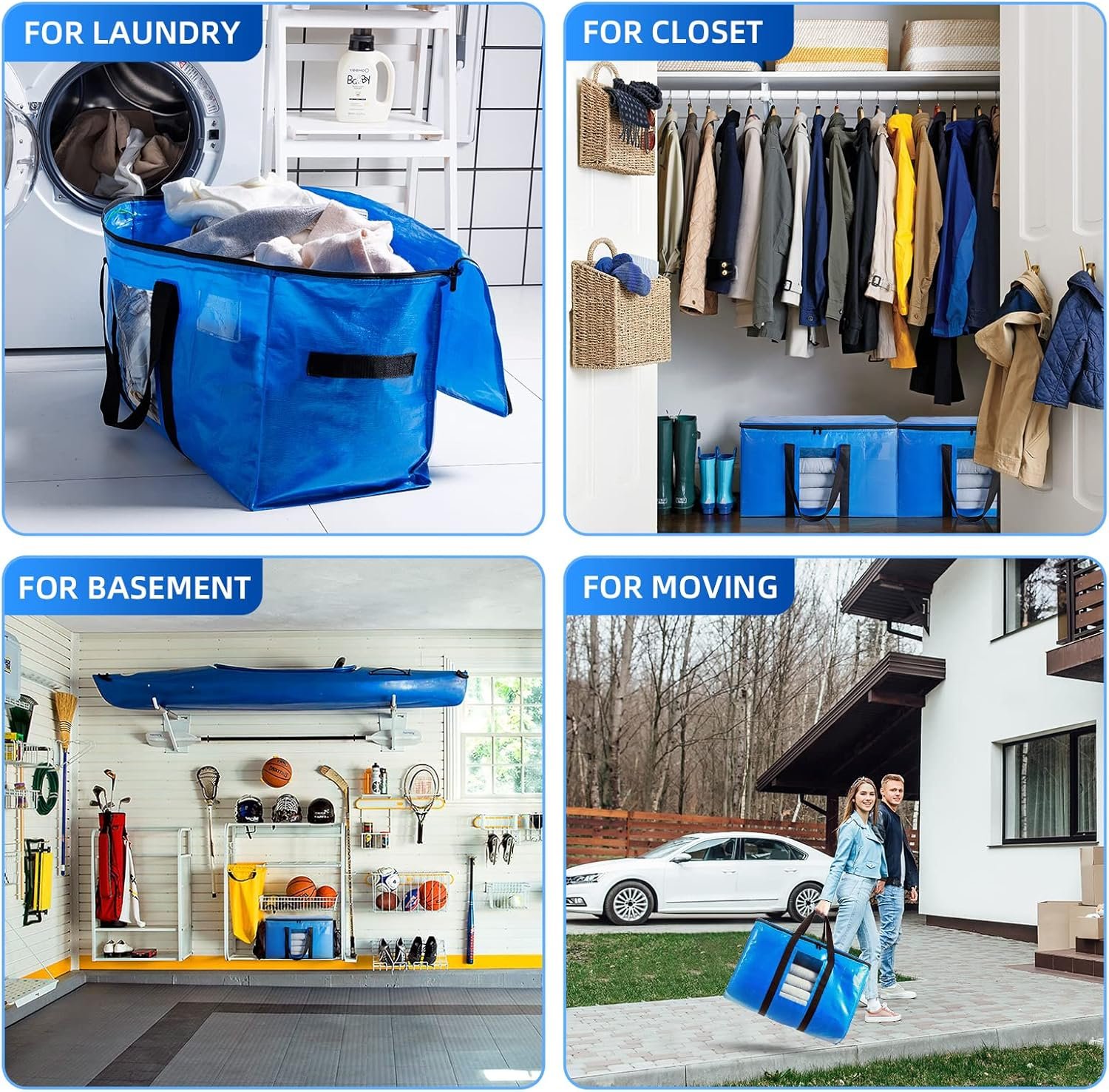 TAILI Extra Large Moving Bags, 4 Pack Heavy Duty Totes For Storage with Visible Window, Wrap Around Handles, Storage Bags for Space Saving Moving Storage, Alternative to Moving Boxes - Image 8