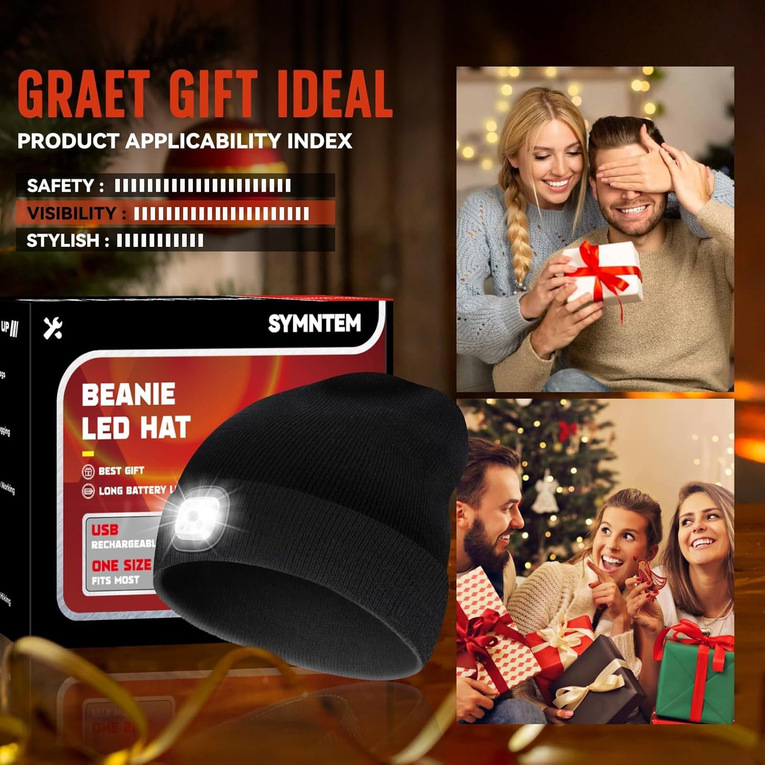 Unisex Beanie Hat with Light, Christmas Day Gifts for Men, Rechargeable Headlight Cap Winter, Stocking Stuffers for Men, Adults, Teens, Dad, Father, Husband, Cool Gadget Gifts for Women, Black - Image 8