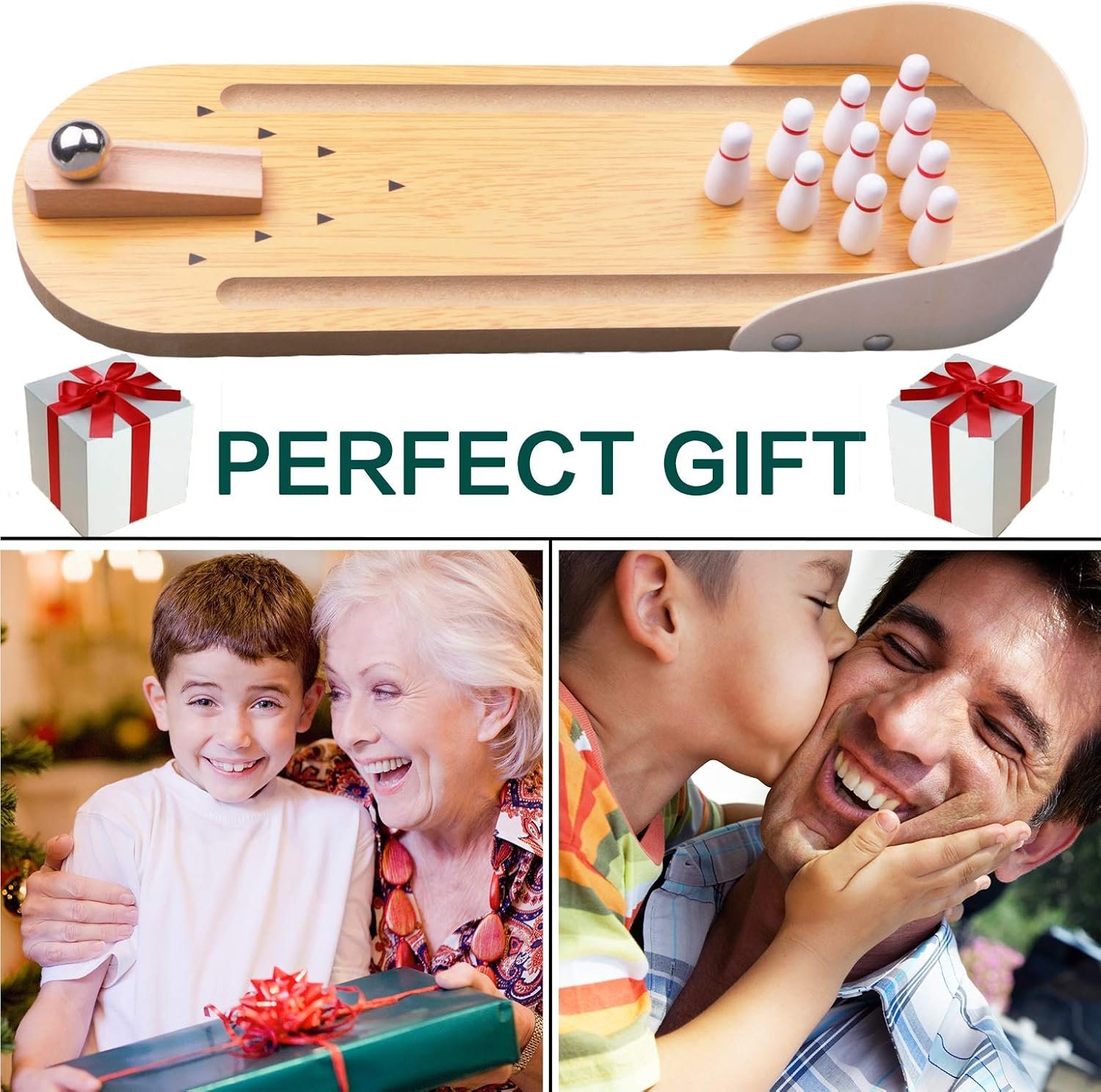 Table Top Mini Bowling Game Set-Tabletop Wooden Board Mini Arcade Desktop Tiny Bowling Shooting Alley Office Desk Stress Relief Gadgets Small Finger Toys Fun Gag Gifts for MenWomen Kids Teens Boys - Image 7