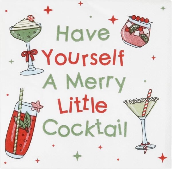 100 Count Christmas Funny Beverage Napkins Holiday Disposable Paper Napkin Have Yourself a Merry Little Cocktail Dessert Napkins for Home Dinner Buffet Xmas Tableware Party Supplies Decorations - Image 2