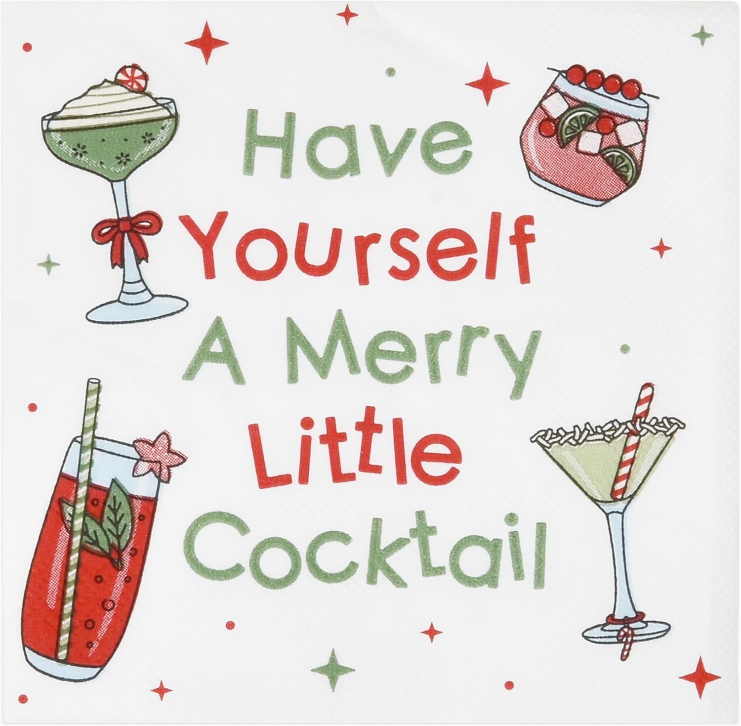 100 Count Christmas Funny Beverage Napkins Holiday Disposable Paper Napkin Have Yourself a Merry Little Cocktail Dessert Napkins for Home Dinner Buffet Xmas Tableware Party Supplies Decorations - Image 2