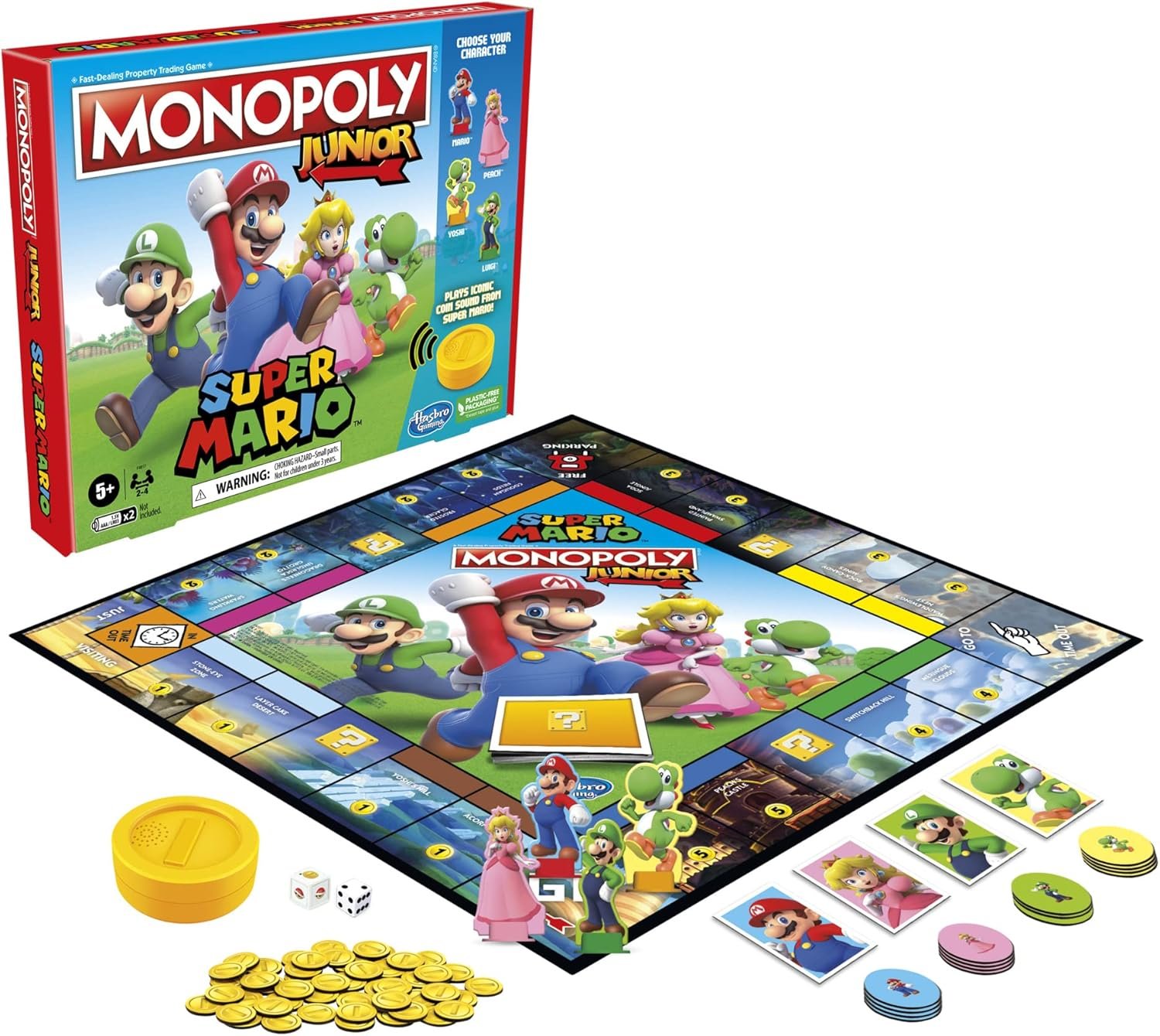 Monopoly Junior Super Mario Edition Board Game, Fun Kids' Ages 5 and Up, Explore The Mushroom Kingdom as Mario, Peach, Yoshi, or Luigi (Amazon Exclusive) - Image 18