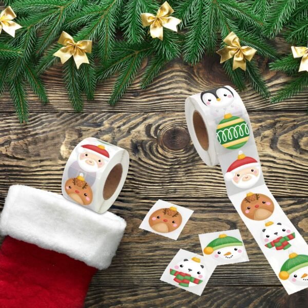 Ornament Stickers Christmas Roll Sticker for Kids Christmas Cards Envelopes Seal Gift Tags 500Pcs - Image 5