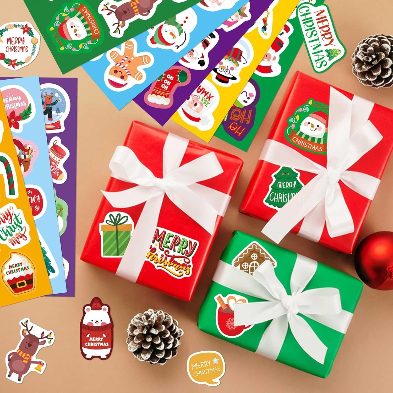 16 Sheets Christmas Stickers for Kids, Merry Christmas Theme Stickers Non-Repeating, Xmas Winter Holiday Party Stickers, Christmas Goodie Bag Fillers Christmas Party Favors Decorations - Image 7