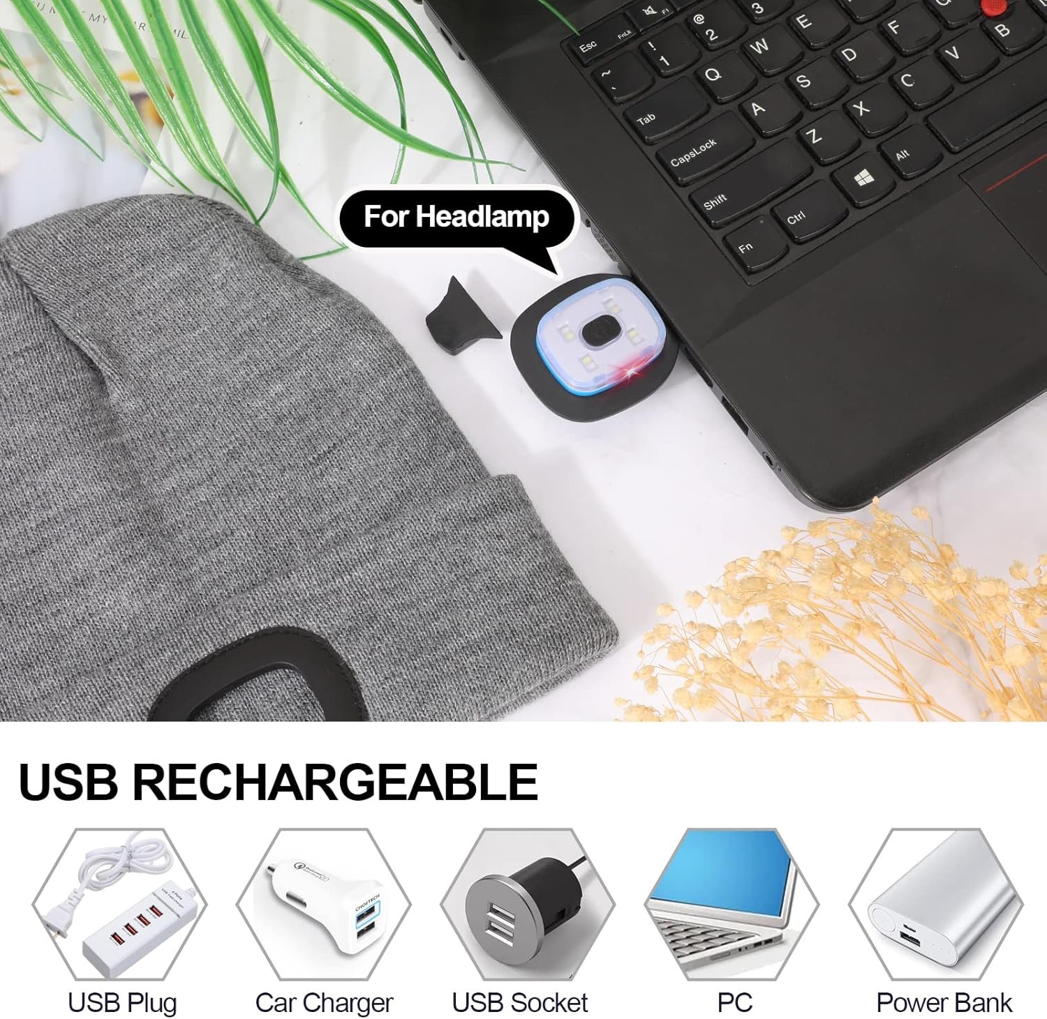 Unisex Beanie with The Light, USB Rechargeable LED Caps, Flashlight Hat Headlamp Beanie Gifts for Dad Father Husband - Image 6
