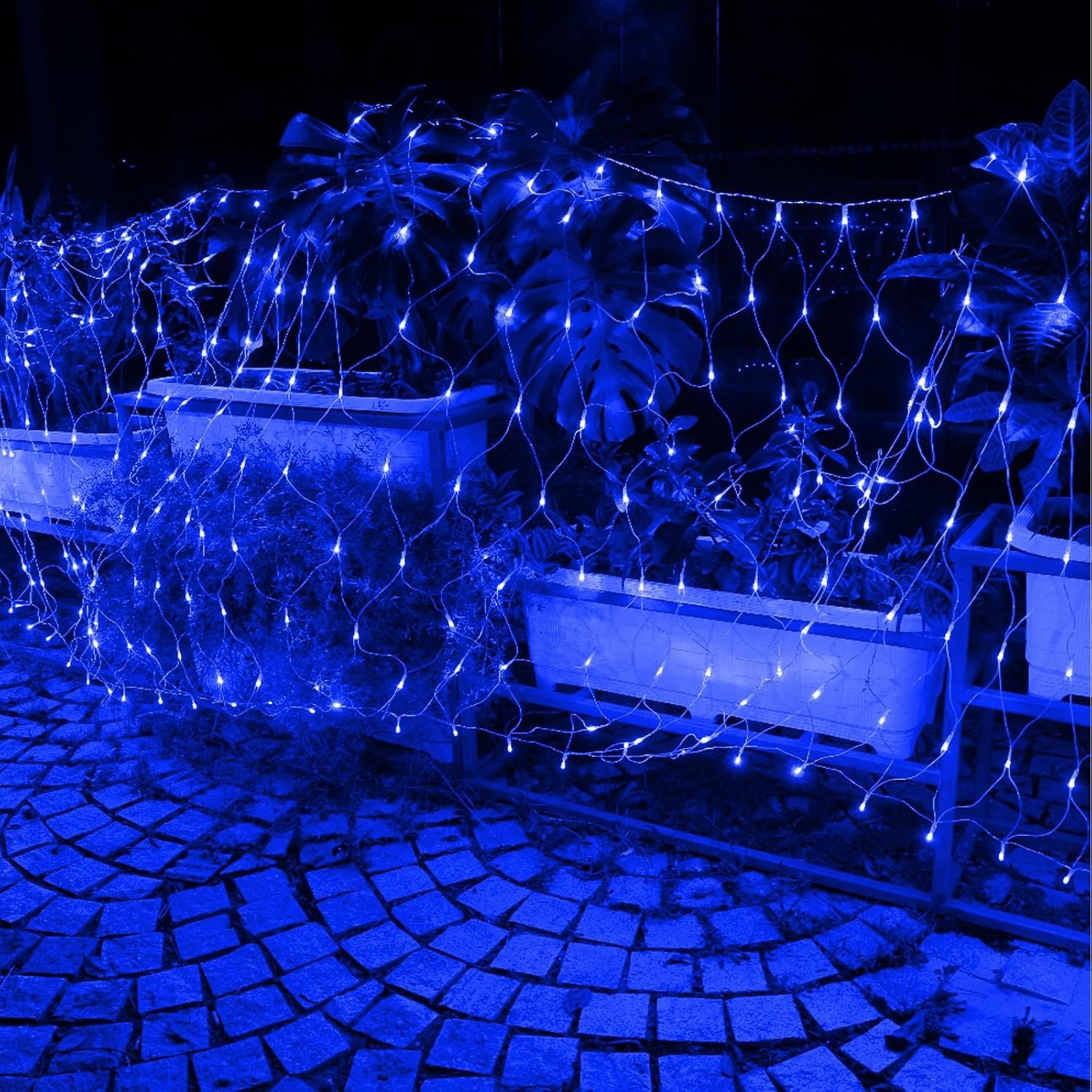Joomer 12ft x 5ft 360 LED Christmas Net Lights, 8 Modes Bush Mesh Lights Connectable, Timer, Waterproof for Christmas Trees, Bushes, Garden, Outdoor Decorations (Clear Wire, Blue) - Image 6