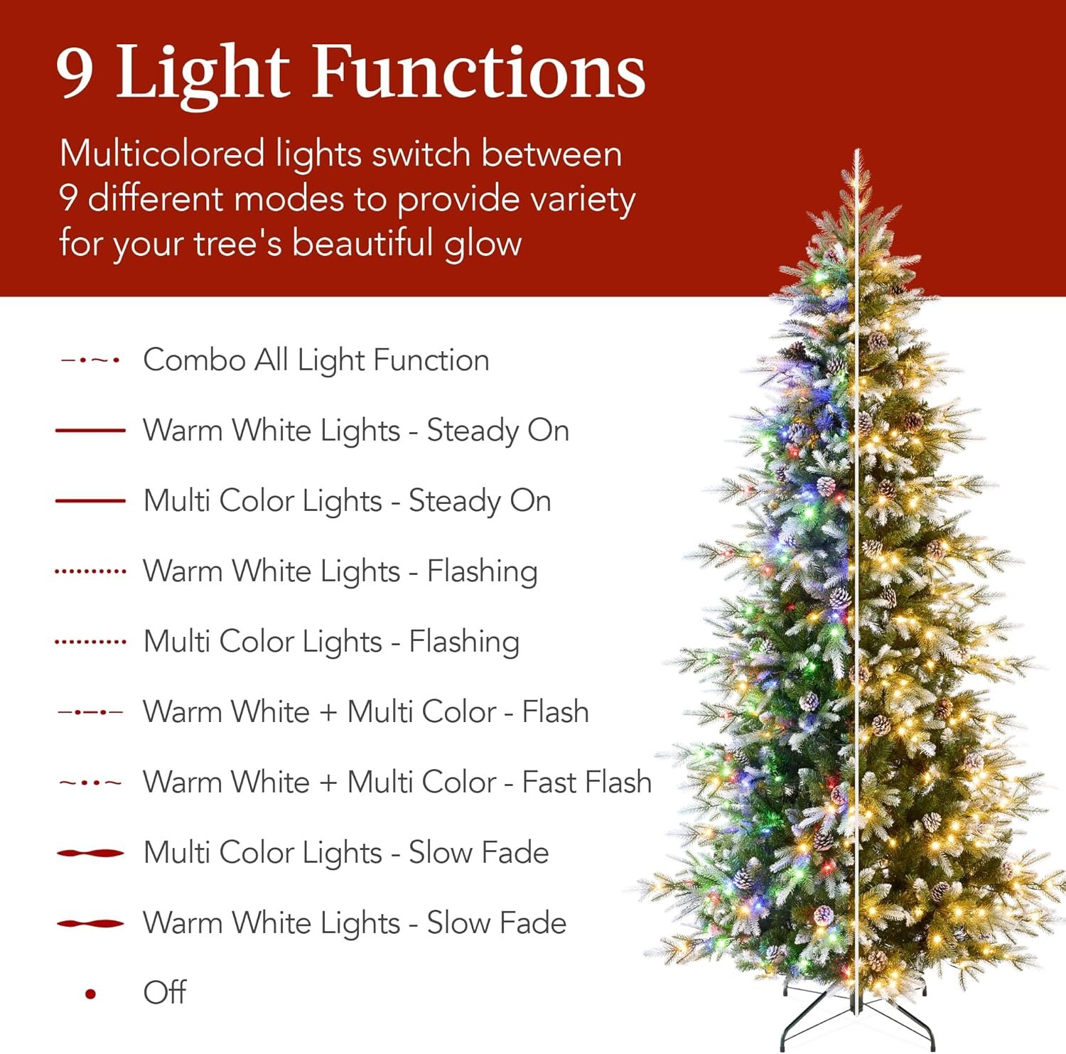 Best Choice Products 12ft Pre-Lit Artificial Frosted Aspen Christmas Tree, Partially Flocked Holiday Décor w/ 2-in-1 White & Multicolor LED Lights - Image 7