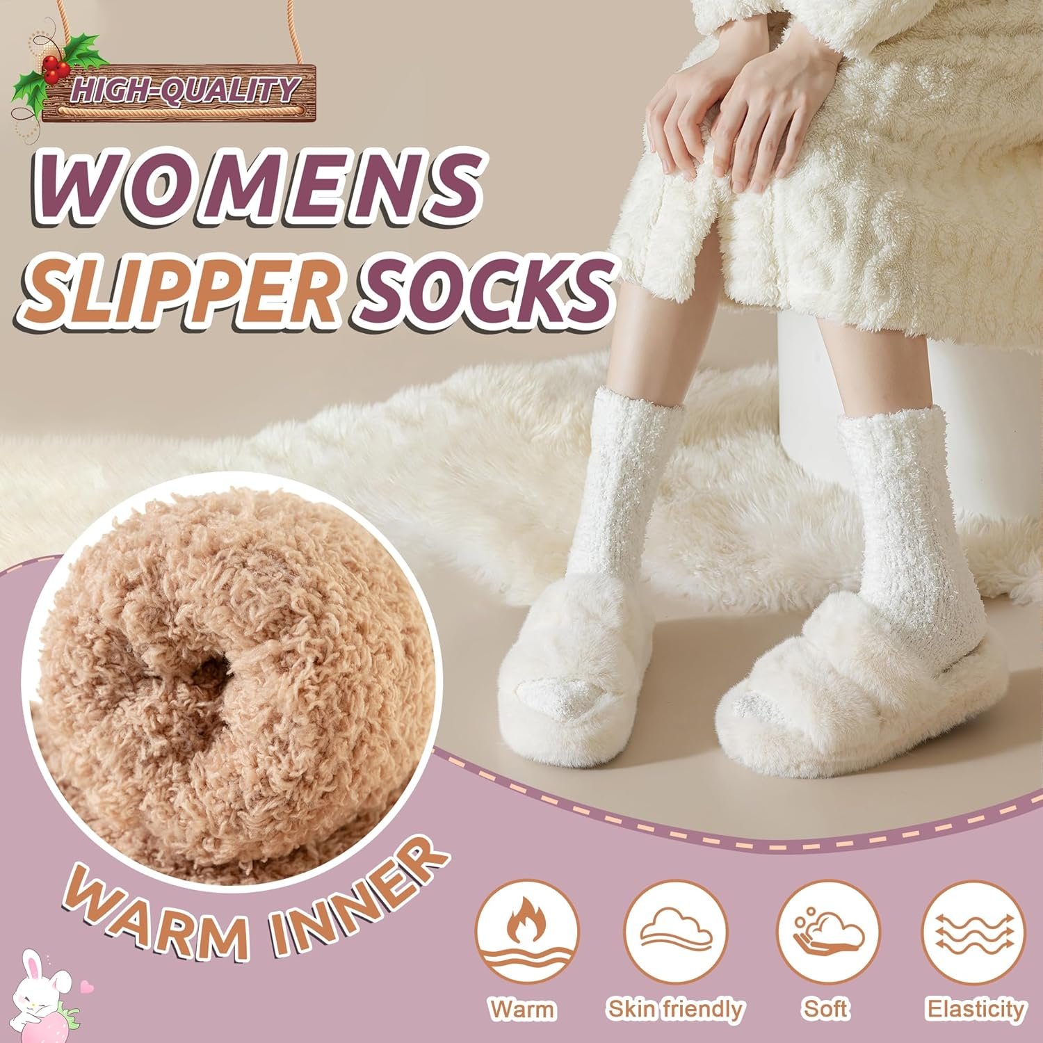 WEVIAS Womens Fuzzy Socks Slipper Fluffy Comfy Cozy Winter Soft Warm Fleece Cabin Plush Sleep Socks - Image 4