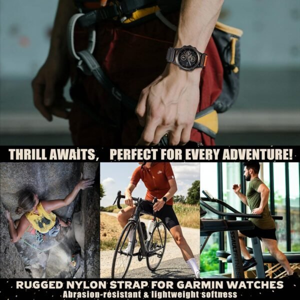 22mm Military Strap Compatible with Garmin Fenix 8 47mm /7/7 Pro/6/6 Pro/5/5 Plus/E 47mm, MARQ Athlete/Golfer/Driver/Captain/Adventurer/Commander, Instinct 2/Crossover/Tacical/Esports/Tide, D2 Delta S/Descent G1, Approach S60/62/S70 47mm, Forerunner965/955/945/935/745,Quatix 6/5, Epix 2, Nylon Sports Watch Band - Image 7