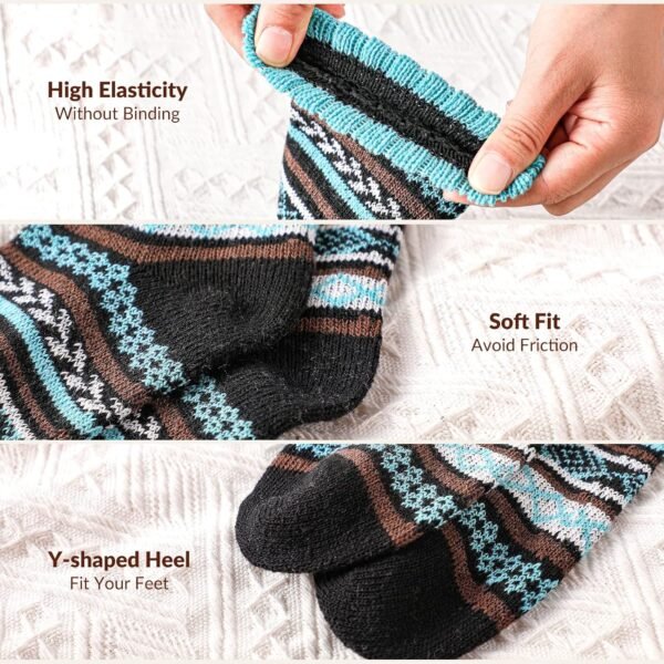 Trifabricy Wool Socks - Vintage Winter Warm Wool Socks for Women, Soft Cozy Socks, Thick Knit Boots Socks Gifts for Women Men - Image 4