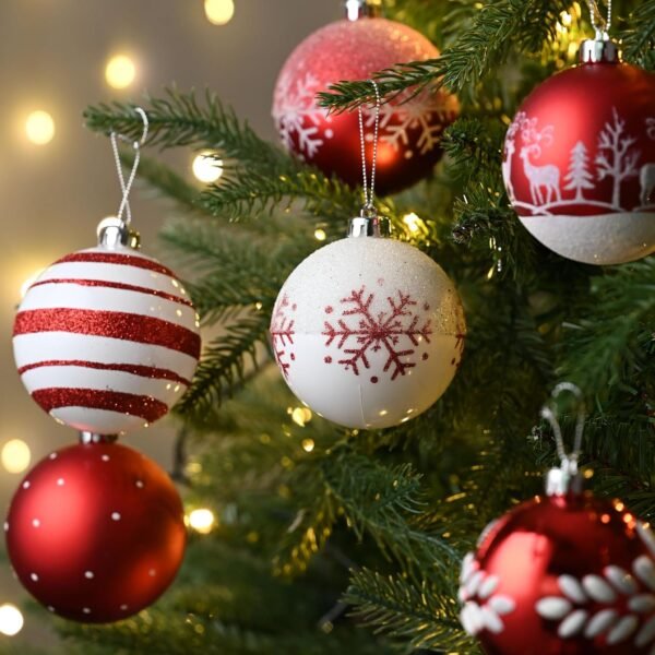 Valery Madelyn Christmas Tree Decorations Set, 16ct Red and White Shatterproof Christmas Ball Ornaments Bulk, 3.15 Inch Traditional Hanging Ornaments for Christmas Trees Xmas Holiday Party Decor - Image 7