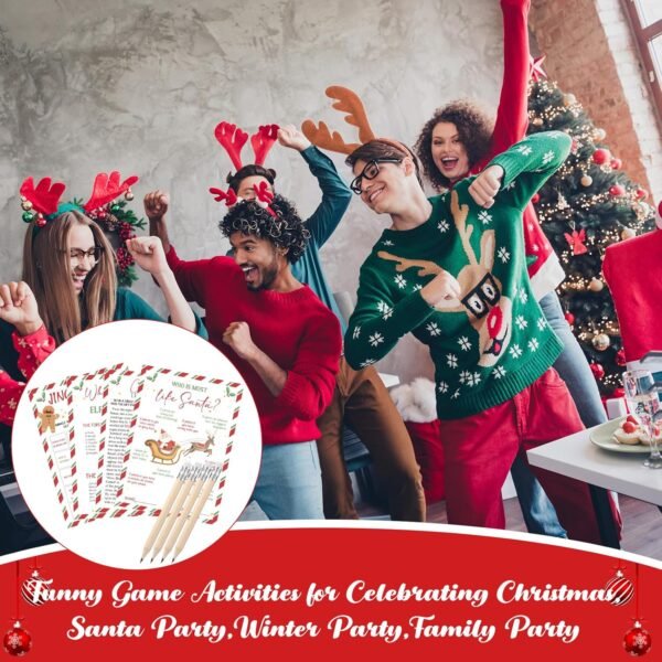 109 Pcs Christmas Trivia Party Games Set Xmas Festival Trivia Cards Word Scramble Christmas Games Christmas Pencils Holiday Activity Games for Friends Coworkers Party Groups - Image 7