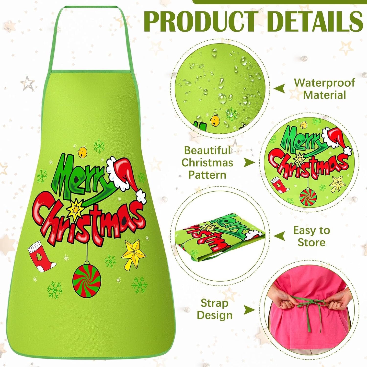 10 Pcs Christmas Elf Apron for Women Adjustable Santa Baking Kitchen Cute Cooking Aprons for Adult Festive Xmas Holiday Elf Apron Gifts for Holiday Party Dress Supplies, 19.7 x 27.6 Inch - Image 4