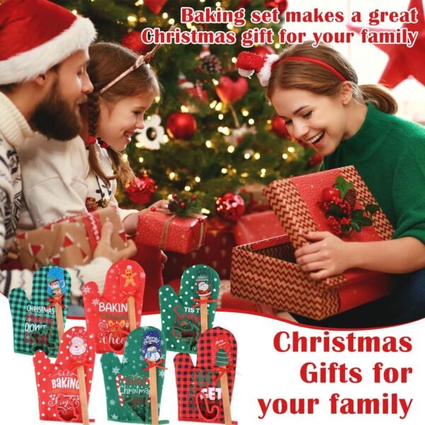 24 Pcs Christmas Baking Gift Set Christmas Pot Holders Oven Mitts Silicone Spatulas Baking Cookie Cutters Cooking Pocket Potholders Christmas Pot Holders Gift Set for Christmas Kitchen Gifts - Image 7