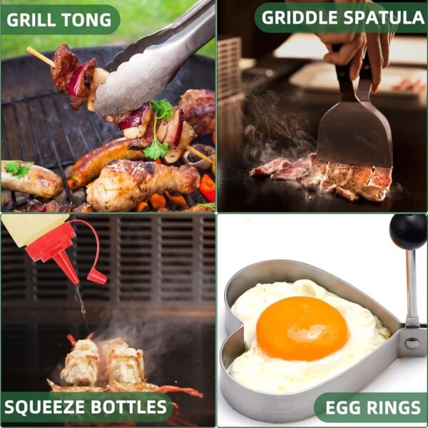 30PCS Griddle Accessories Kit, Flat Top Grill Accessories Set for Blackstone and Camp Chef, Grill Spatula Set with Melting Dome, Burger Press, Gifts for Men, Christmas Stocking Stuffers for Adults Men - Image 5