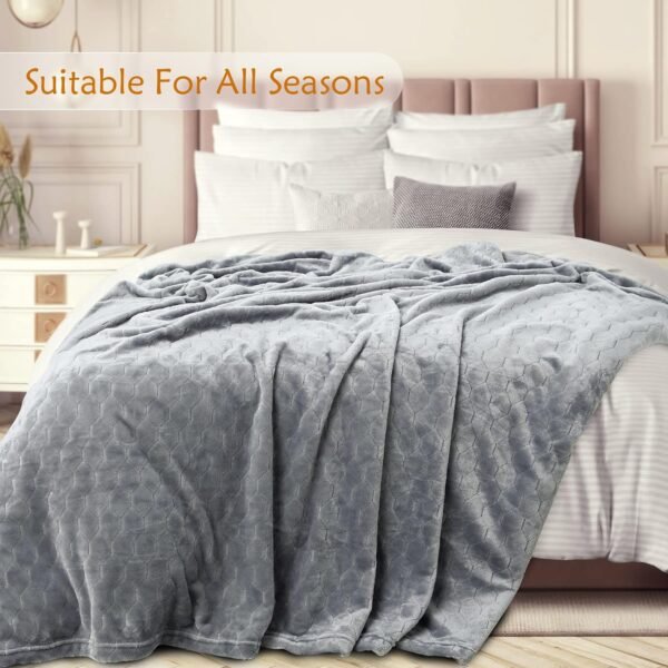 TOONOW Fleece Blanket Super Soft Cozy Throw Blanket 50" x 60", Lightweight Fuzzy Comfy Textured Flannel Blanket Warm Plush Throw Blankets for Couch, Sofa, Bed, Light Grey - Image 4