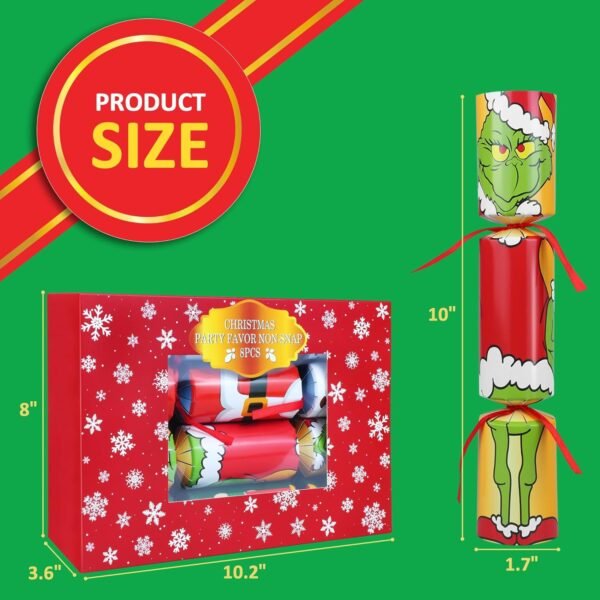 8 Pack Christmas Party Favors No Snap Party Table Favors with Party Hat, Joke & Little Gift Inside, Holiday Party Favor Supplies for Kids and Adults, Christmas Seasonal Holiday Dinner Traditions - Image 8