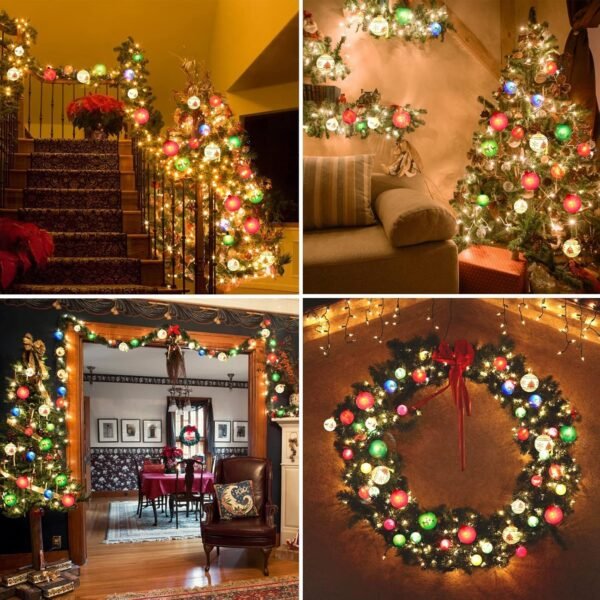 Christmas Ball Ornament Lights,28ft 25 Bulbs Christmas Tree Lights, Indoor Christmas String Lights,Plug in Expandable Wire Lights for Christmas Holiday Party - Image 7