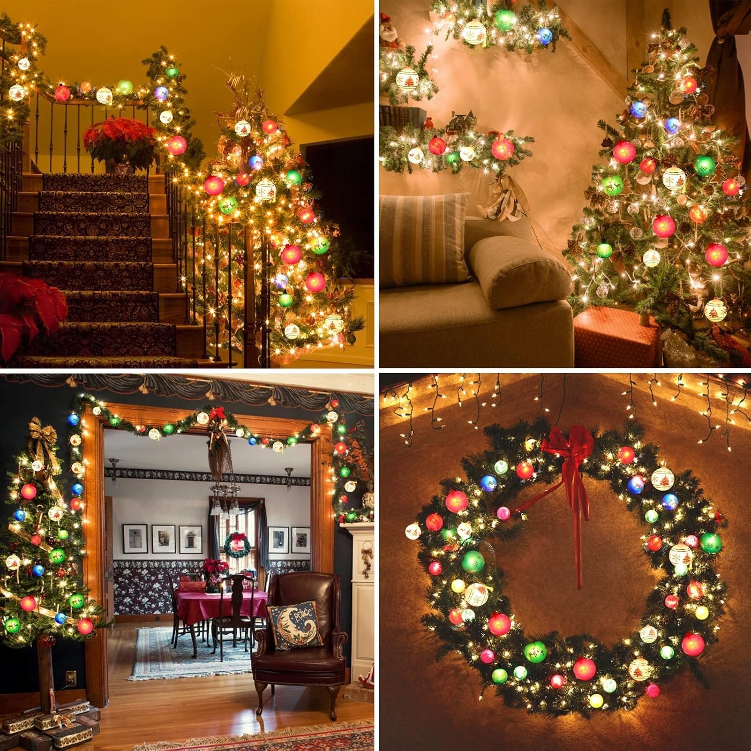 Christmas Ball Ornament Lights,28ft 25 Bulbs Christmas Tree Lights, Indoor Christmas String Lights,Plug in Expandable Wire Lights for Christmas Holiday Party - Image 7