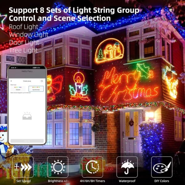 XTF2015 Christmas Tree Lights Color Changing Smart RGB String Lights 99FT 300LED with Remote & App Control & Timer, Waterproof Christmas Lights Multiple Function Modes for Garden Tree House Decor - Image 5