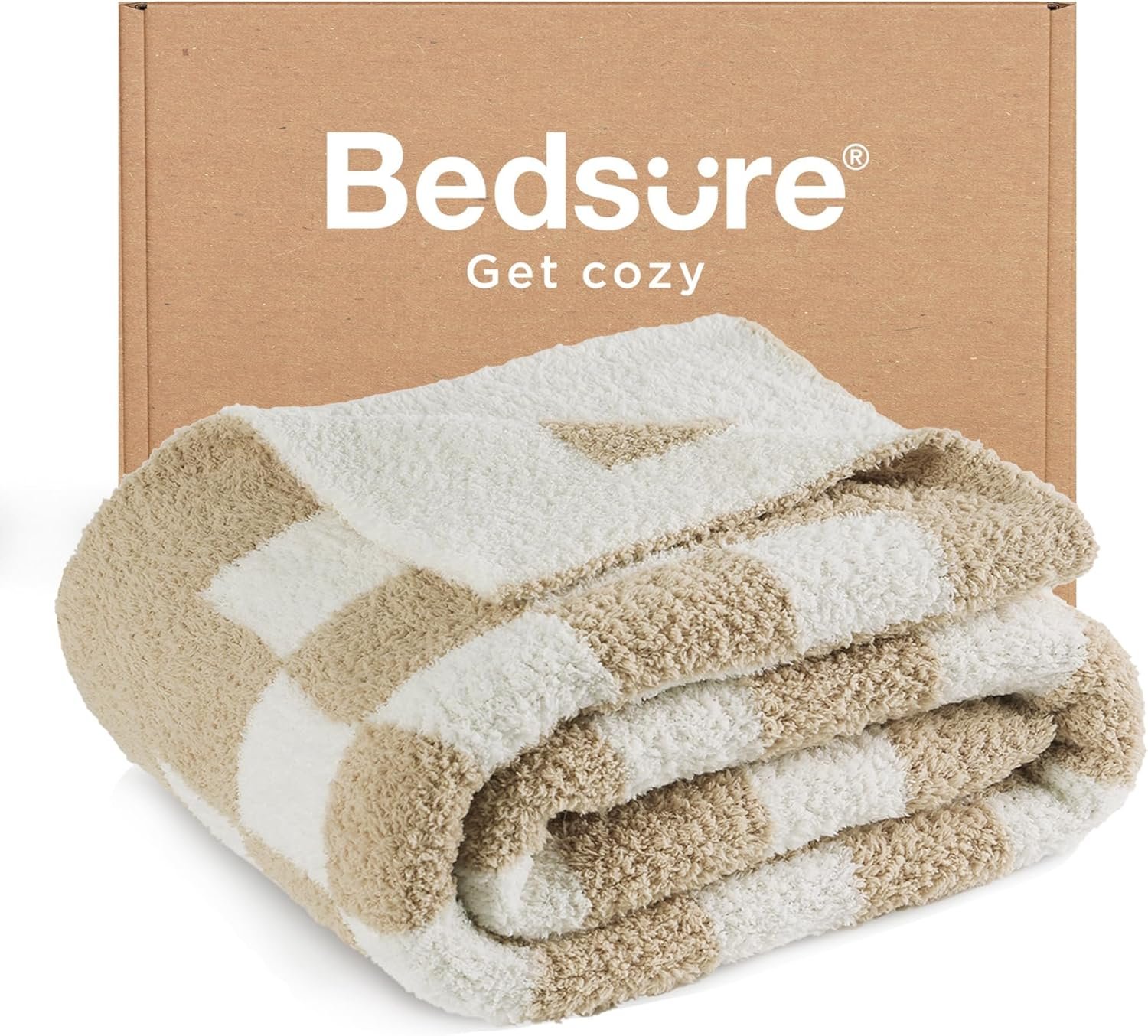 Bedsure Checkered Throw Blanket - Super Soft Knit Breathable Throw Blanket, Warm Cozy Fluffy Lightweight Summer Blanket for Couch Sofa Bed (50" x 60") - Image 2