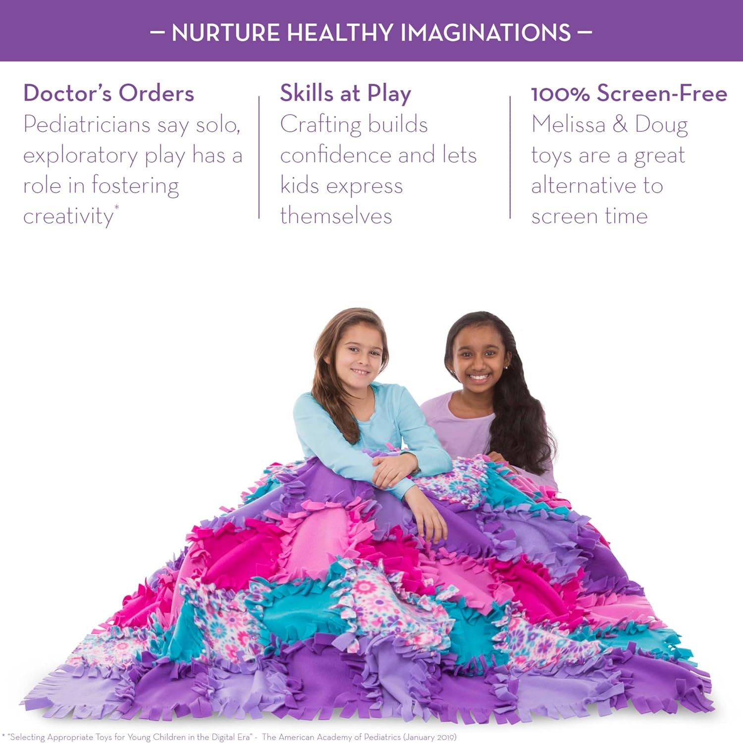 Melissa & Doug Created by Me! Flower Fleece Quilt No-Sew Craft Kit (48 squares, 4 feet x 5 feet) - Image 4