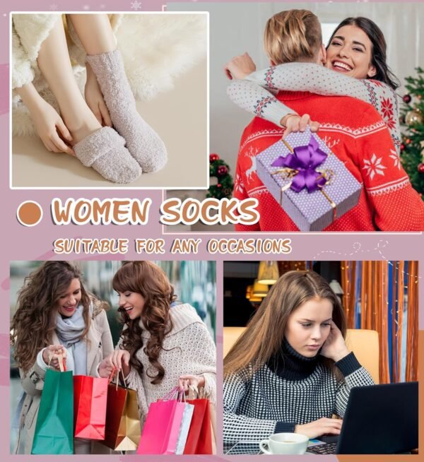 WEVIAS Womens Fuzzy Socks Slipper Fluffy Comfy Cozy Winter Soft Warm Fleece Cabin Plush Sleep Socks - Image 7
