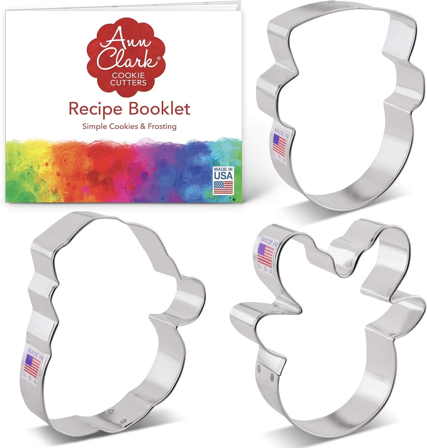 Faces of Christmas Cookie Cutters 3-Pc. Set Made in USA by Ann Clark, Santa Face, Reindeer Face, Snowman Face - Image 4