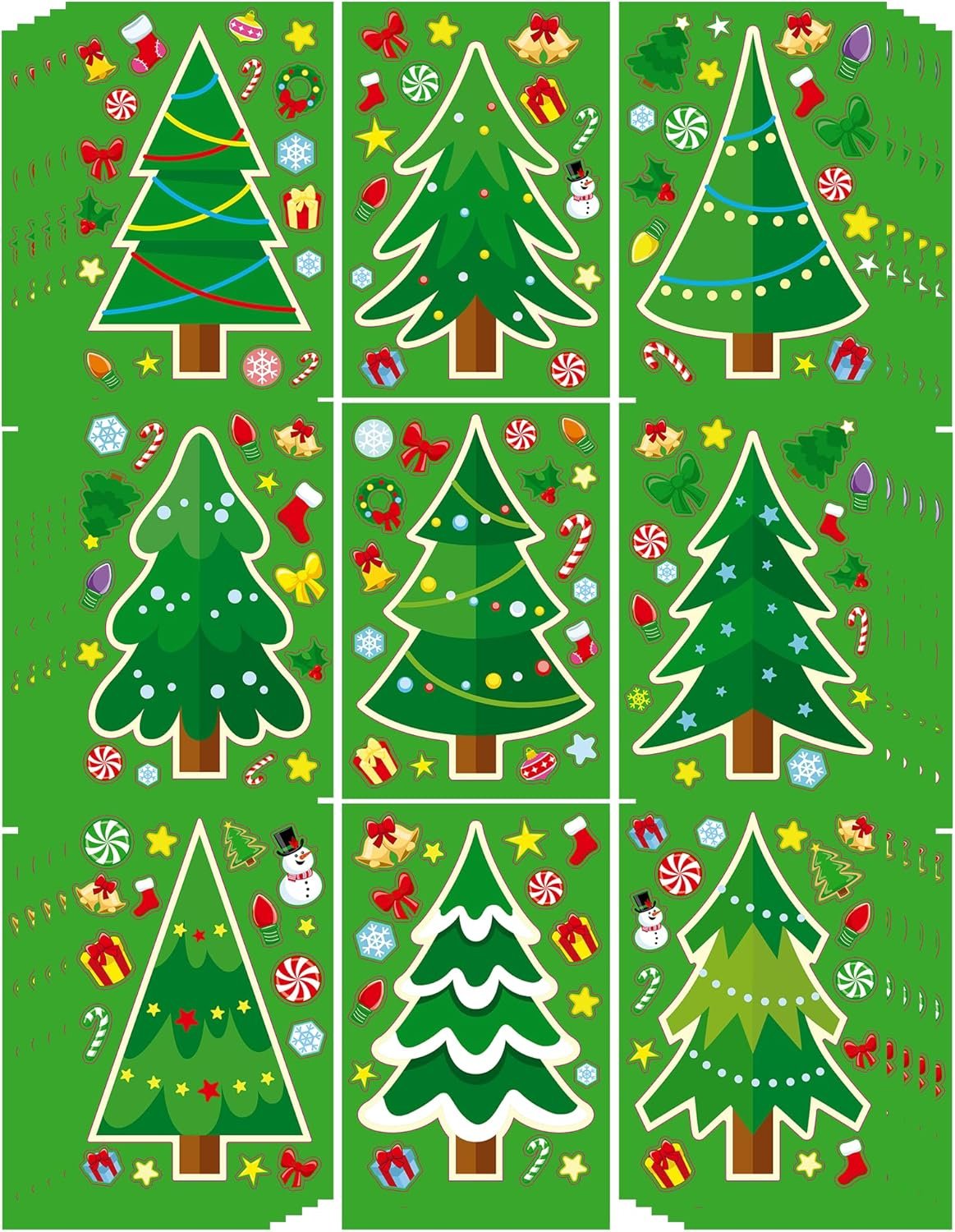 JOYIN 24 Pcs Christmas Tree Stickers, Make Your Own Christmas Tree Stickers Sheets, Party Favors for Kids Xmas Party Supplies, Green Stickers for Classroom Games, Stocking Stuffers Holiday Presents - Image 9