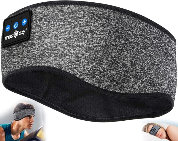 MUSICOZY Bluetooth 5.2 Sleep Headphones, Wireless Headband Earphones Sleeping Mask & Workout Headband for Women Men, Ideal for Running, Travel & Relaxation, Cool Tech Gifts - Image 2