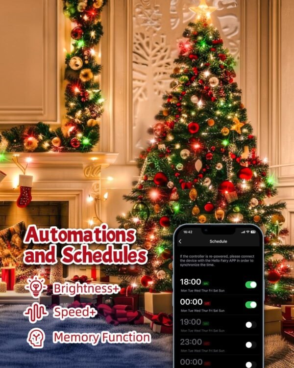 Minetom Color Changing Christmas Lights Outdoor, 66Ft 200 LED Smart RGB String Lights App Controlled, Dimmable Timer Twinkle Christmas Tree Lights, Xmas Tree Lights Plug in for Xmas Tree Party Decor - Image 5
