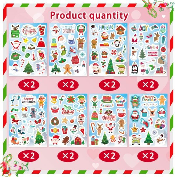 Christmas Theme Stickers, 284pcs Christmas Stickers for Kids, Merry Christmas Stickers Non-Repeating, Adhesive Xmas Winter Holiday Party Stickers, Christmas Goodie Bag Fillers Christmas Party - Image 4
