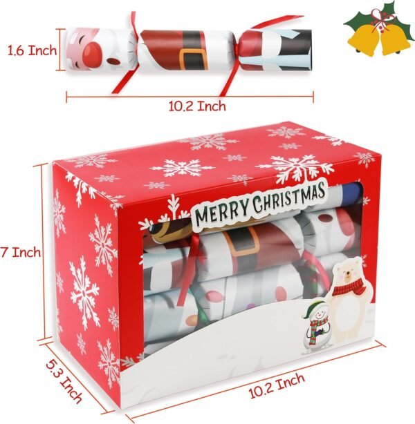 12 Pack Christmas No-snap Party Table Favors, Christmas Themed Holiday Supplies with Party Hat, Joke & Little Gift Inside for Kids Adults Christmas Gift - Image 3