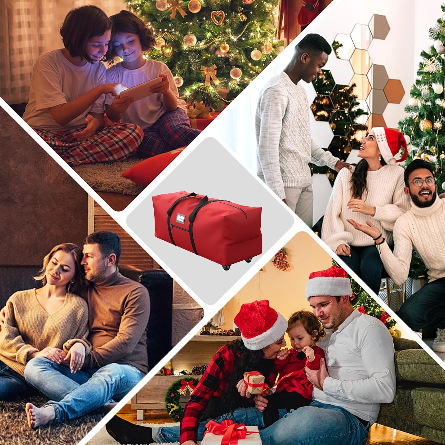 Rolling Christmas Tree Storage Bag, Fits Up to 9 ft Artificial Xmas Disassembled Trees. Extra Large Storage Container with Wheels and Handles. Against Dust, Insects, and Moisture.(Red) - Image 8