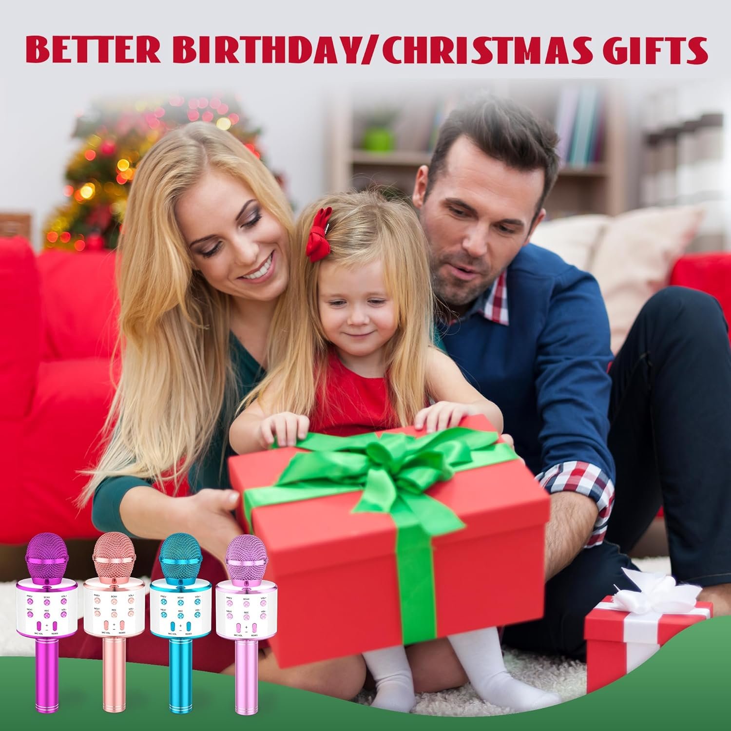Ankuka Kids Karaoke Microphone 2 Pack, Bluetooth Wireless Karaoke Microphone for Singing Portable Handheld Mic Speaker Machine, Kids Toys for Girls Boy Gift for Birthday Party, Home KTV(Blue) - Image 7